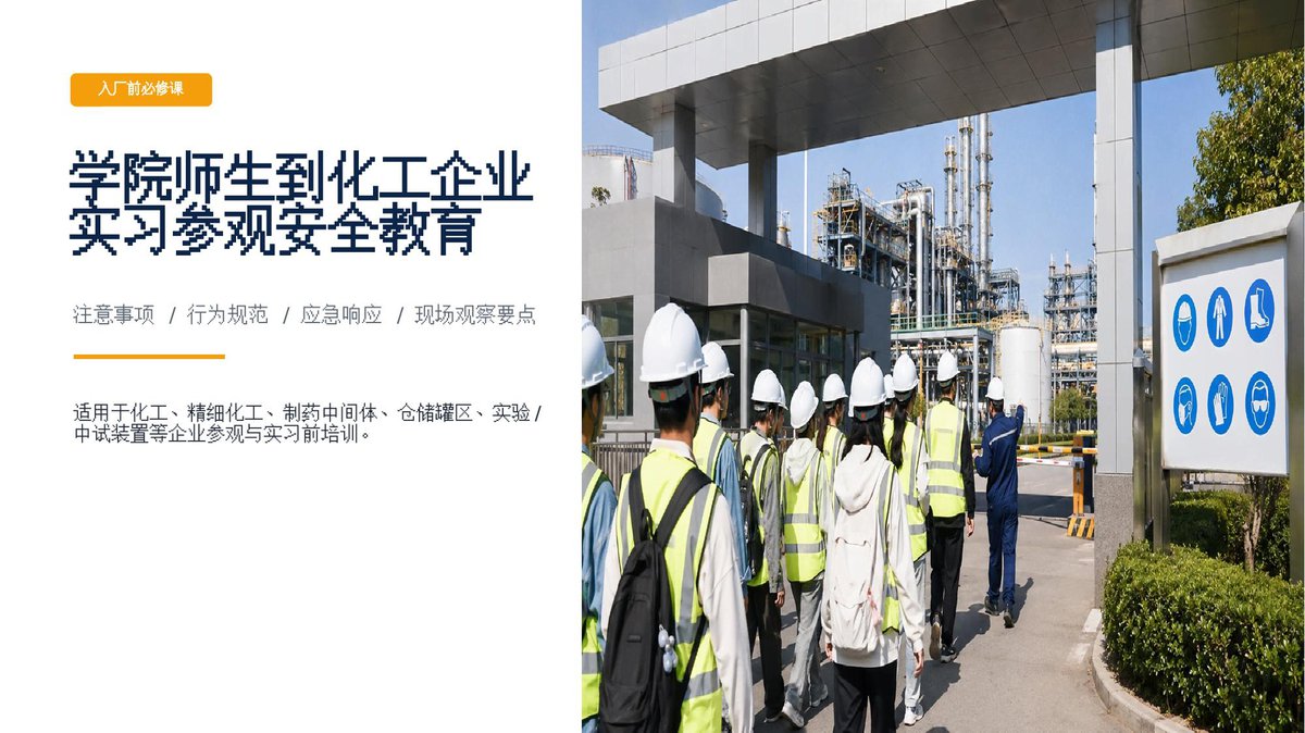学院师生到化工企业实习参观安全教育培训注意事项.pptx