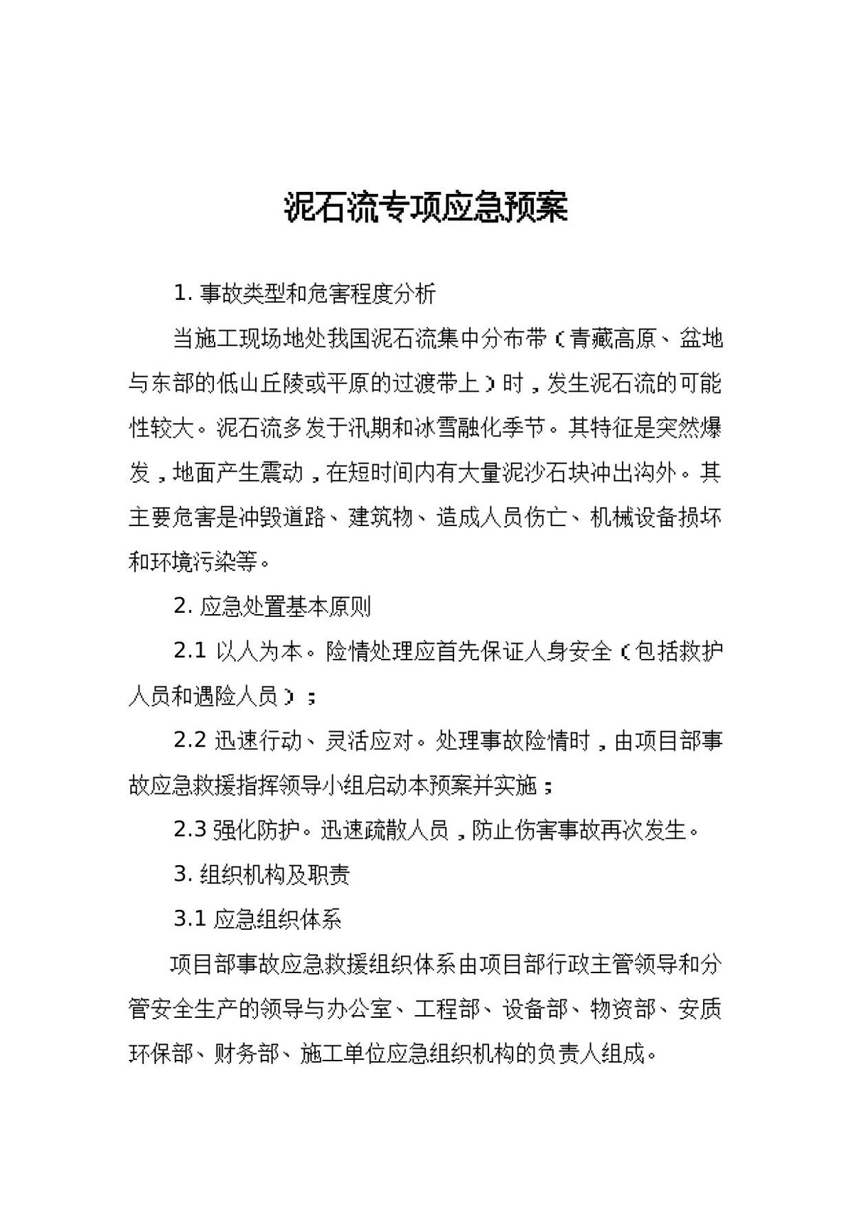 泥石流专项应急预案.docx