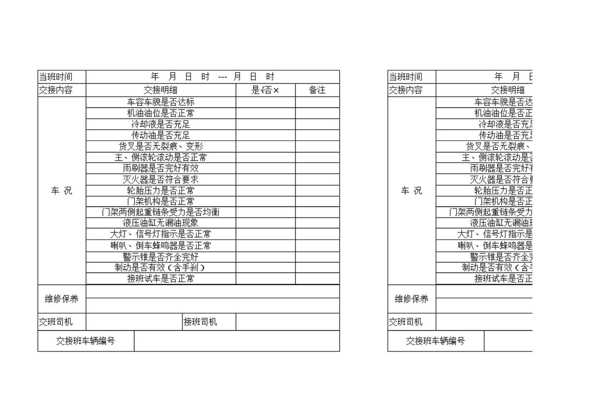 叉车交接班记录本.xls
